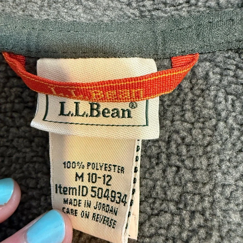 L.L.Bean Kids Elle Bean Sweater Fleece Hooded Color Block‎ Big Kids 10/12